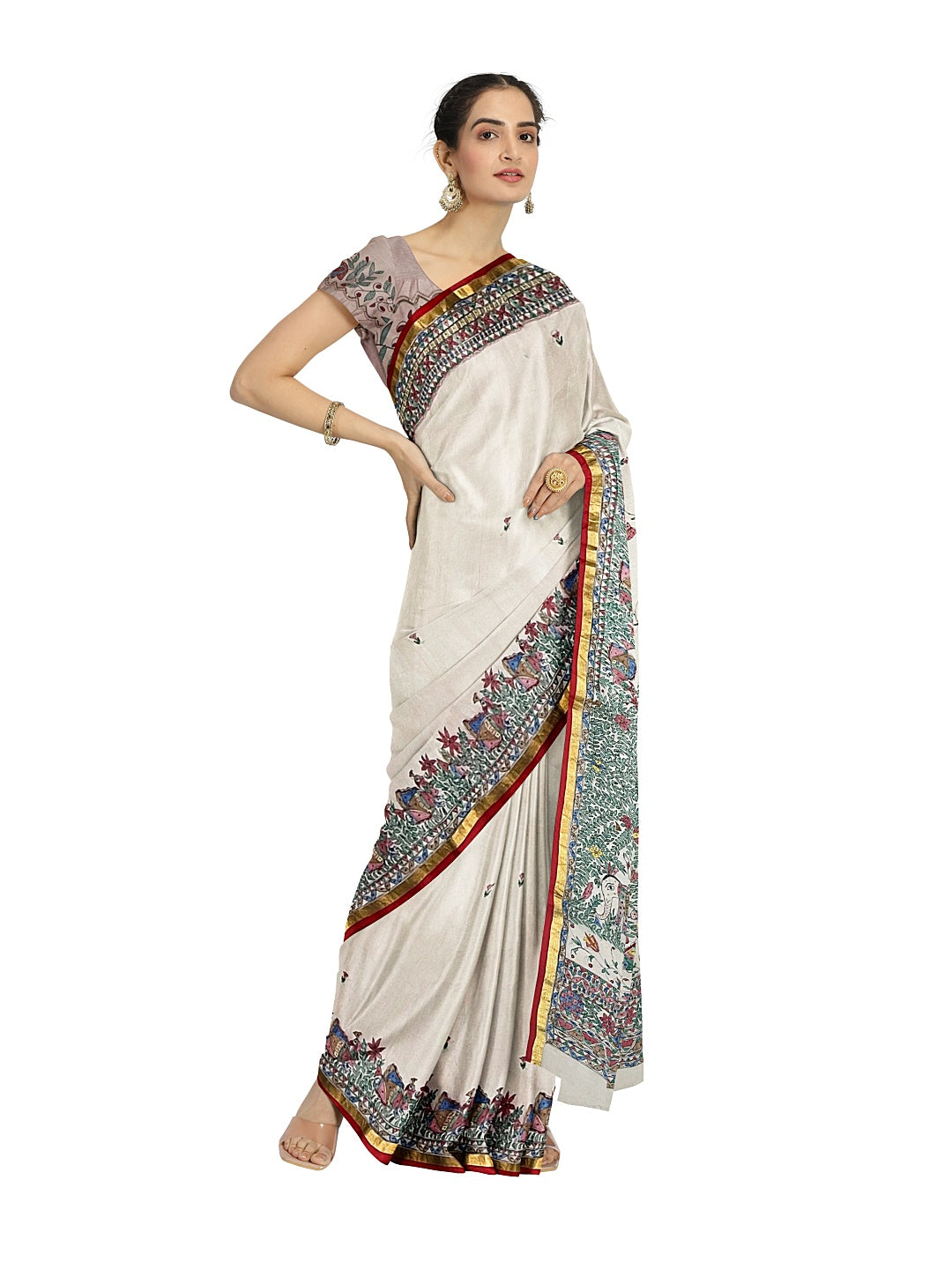 Madhubani Doli ka Haar on Organza Saree